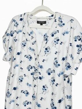 White & Blue Floral Blouse